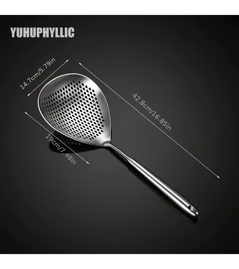 16.85 Inch Stainless Steel Colander Large Ladle Skimmer Kitchen Strainer Frying Hot Pot Drainage Cooking Baking Restaurant Use - Image 2