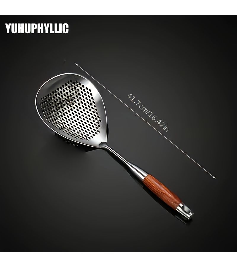 16.85 Inch Stainless Steel Colander Large Ladle Skimmer Kitchen Strainer Frying Hot Pot Drainage Cooking Baking Restaurant Use - Image 3