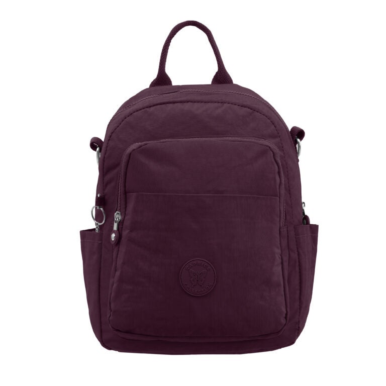 CAPRICE COLLECTION Unisex Medium Backpack – Burgundy, Water-Resistant Nylon, 15L, Adjustable Straps - Image 1