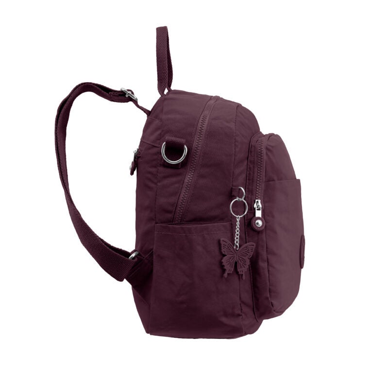 CAPRICE COLLECTION Unisex Medium Backpack – Burgundy, Water-Resistant Nylon, 15L, Adjustable Straps - Image 4