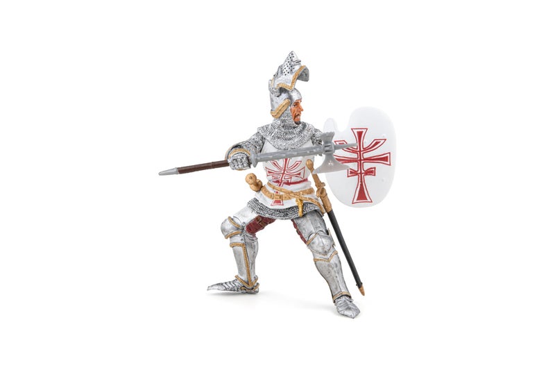 Papo - Crusader Knight Figure with Cross - Medieval Warrior Toy for Kids Age 3+ - Hand Painted Historical Teutonic Model - 8.6 x 7.2 x 8.8 cm - Durable Plastic - Fantasy & History Collection - 39947 - Image 1