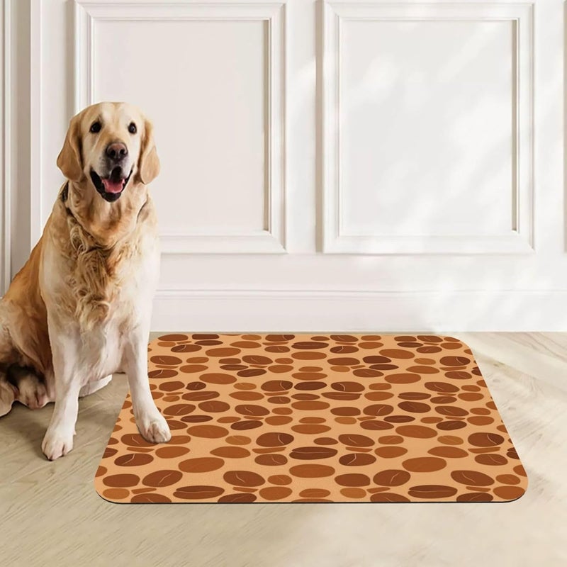 Pet Cat Dog Food Mat Absorbent Dog Feeding Mat Elegant Abstract Coffee Bean No Stains Cat Food Mats Indoor Pet Accessories Supplies Dogs Placemat Water Bowl Mats with Rubber Backing 18X12In - Image 4