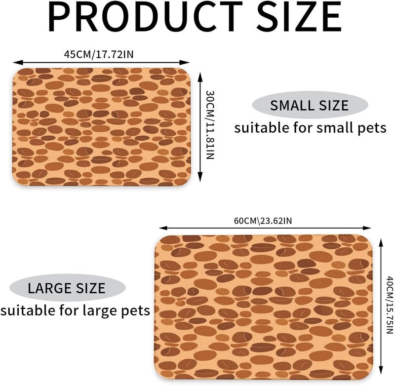 Pet Cat Dog Food Mat Absorbent Dog Feeding Mat Elegant Abstract Coffee Bean No Stains Cat Food Mats Indoor Pet Accessories Supplies Dogs Placemat Water Bowl Mats with Rubber Backing 18X12In - Image 2