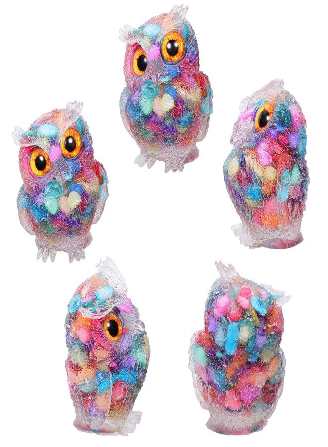 Jovivi 2.5" Rainbow Shell Crystal Owl Statue Carved Resin Reiki Healing Crystal Pocket Stone Sculpture Gemstone Animal Owl Figurines Ornament Cute Room Office Decor Gifts - Image 4