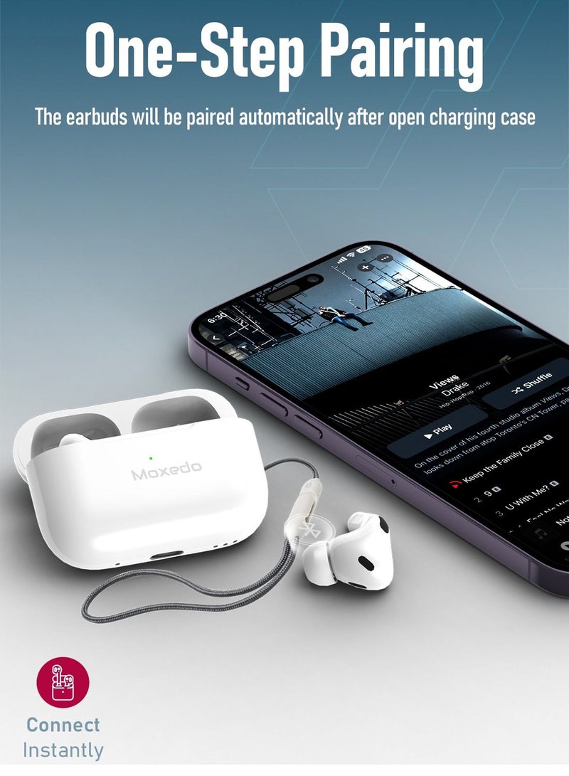 Moxedo S3 Pro True Wireless Earbuds Bluetooth 5.3 Earphones Stereo Noise Cancelling Mic with Wireless Charging Case Hanging Strap for Phones Sports and Work - Image 4