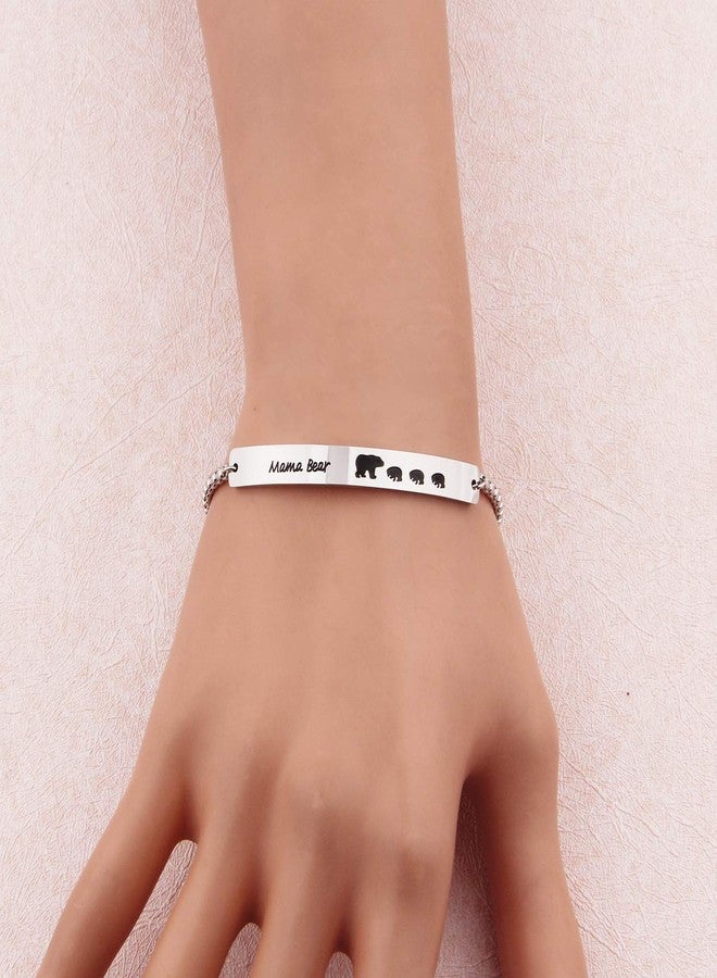 MYOSPARK Sweet Family Mama Bear Bracelet Stainless Steel Bar Bracelet Gift for Mother Wife (Bear 3) - Image 2