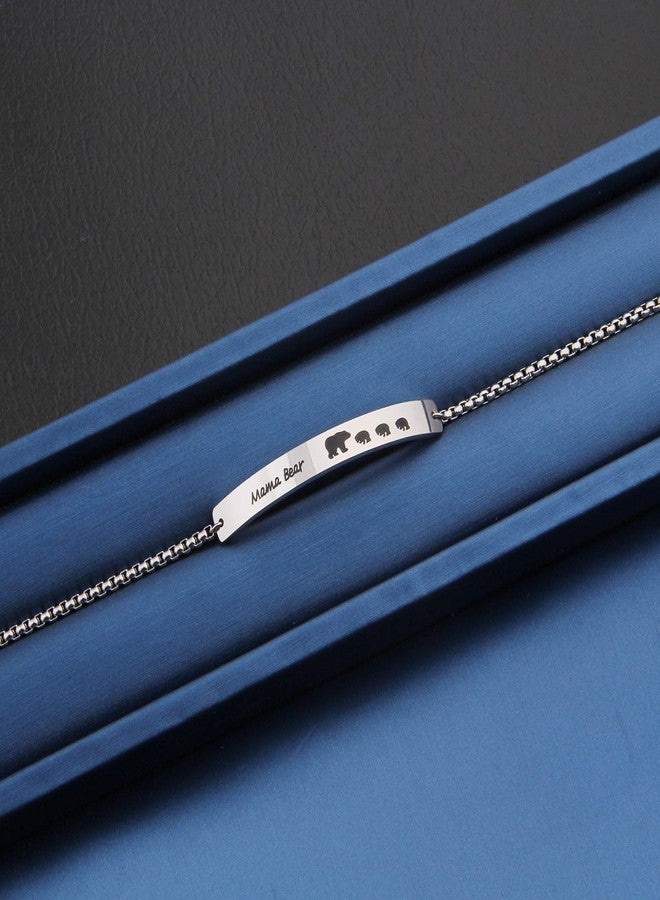 MYOSPARK Sweet Family Mama Bear Bracelet Stainless Steel Bar Bracelet Gift for Mother Wife (Bear 3) - Image 4