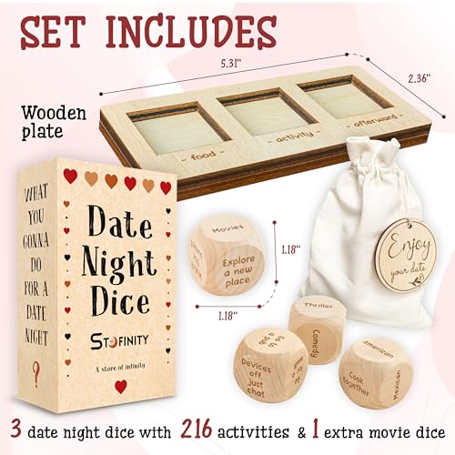 Stofinity Date Night Dice Game for Adults Food Decider Dice Games for Date Night Gifts Ideas Christmas Couple Gift for Him and Her Valentines Day Gifts for Boyfriend Men - Image 5