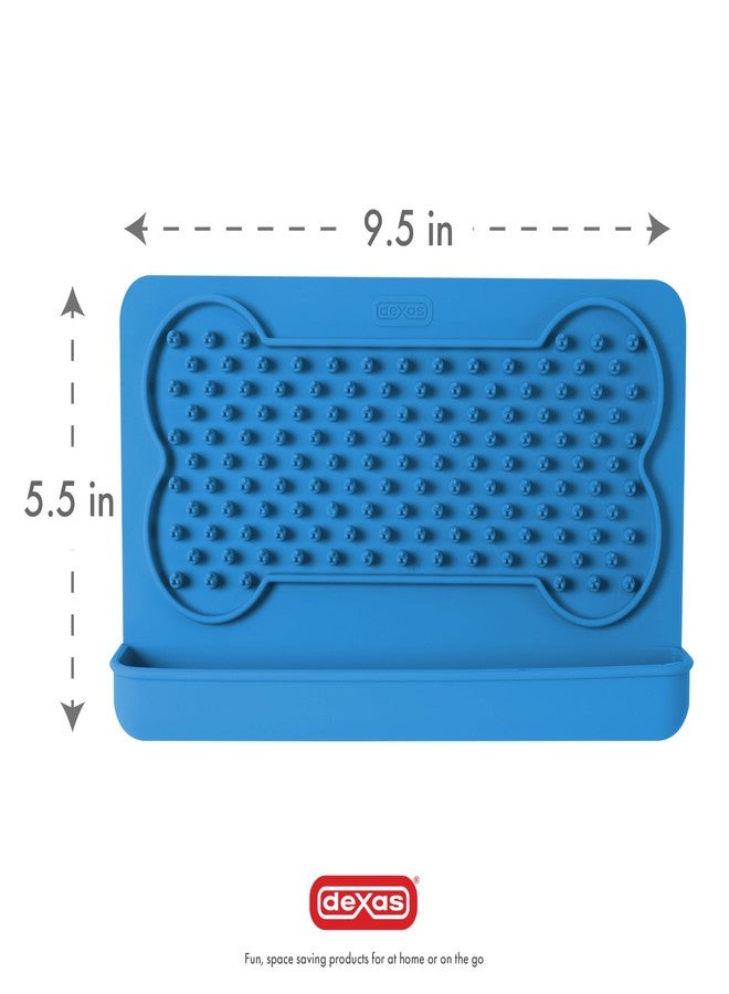 Dexas Snack & Distract Licking Mat with Catch Tray for Dogs and Cats-9.5"x 5.5", Pro Blue. Sticks to Most Slick or Smooth Surfaces. Eases Anxiety, Prevents Boredom, Entertains and Distracts. - Image 4