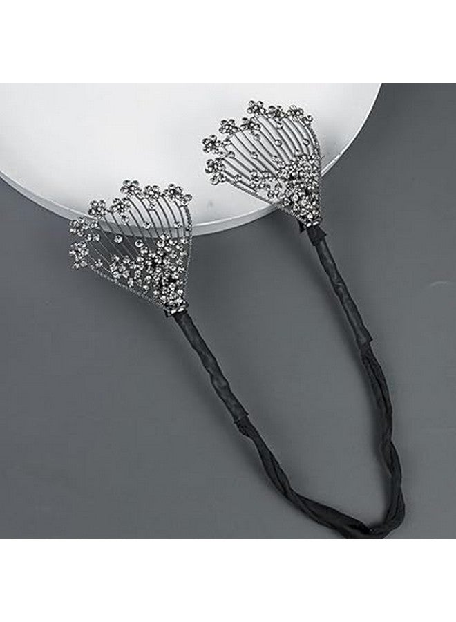 VAUGHN Floral Hair Bun Accessories for Women | Easy Hair Bun Maker with Metal Rhinestone Clips | Elegant Hairstyle Twist Bun Shaper for Daily, Party, Wedding (PACK 1) - Image 2