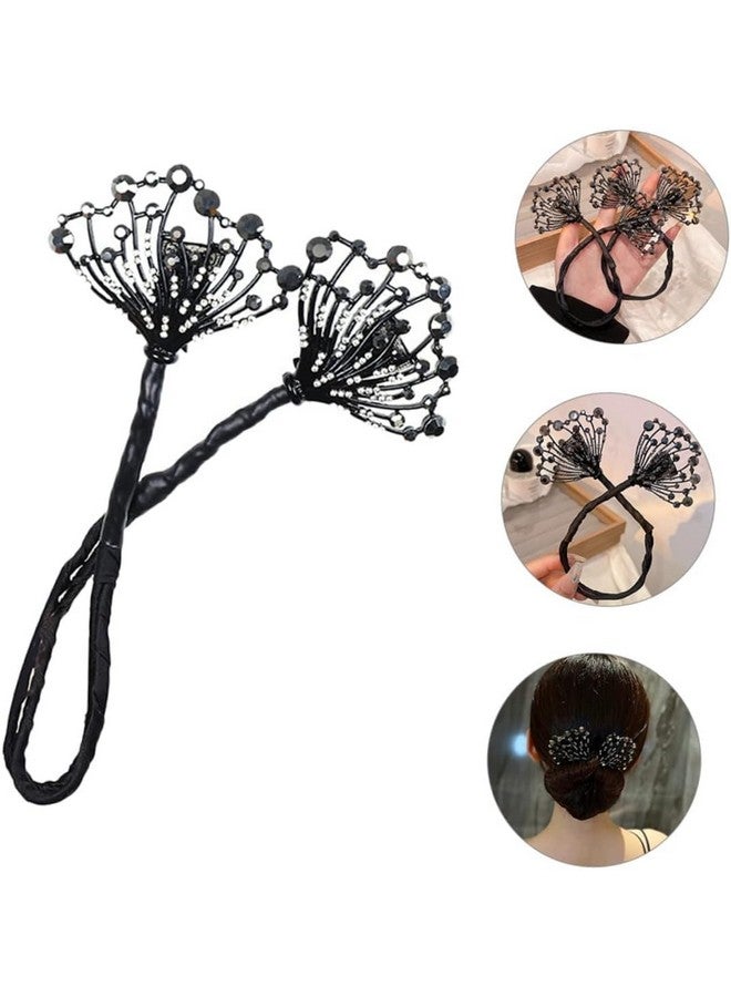 VAUGHN Floral Hair Bun Accessories for Women | Easy Hair Bun Maker with Metal Rhinestone Clips | Elegant Hairstyle Twist Bun Shaper for Daily, Party, Wedding (PACK 1) - Image 1