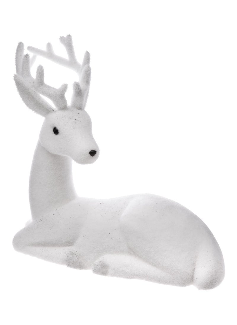 atmosphera - White Coat Polystyrene Laying Deer Décor, a Christmas decoration (58 x 28 x 62 cm) - Image 1
