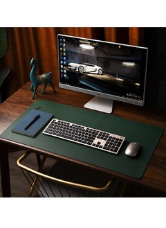 M MIAOYAN Leather desk pad protective cover, office desk pad, large mouse pad, non-slip PU leather desk pad, laptop desk pad, waterproof office writing pad, suitable for office and home (green, 100cm*40cm)  - Image 2