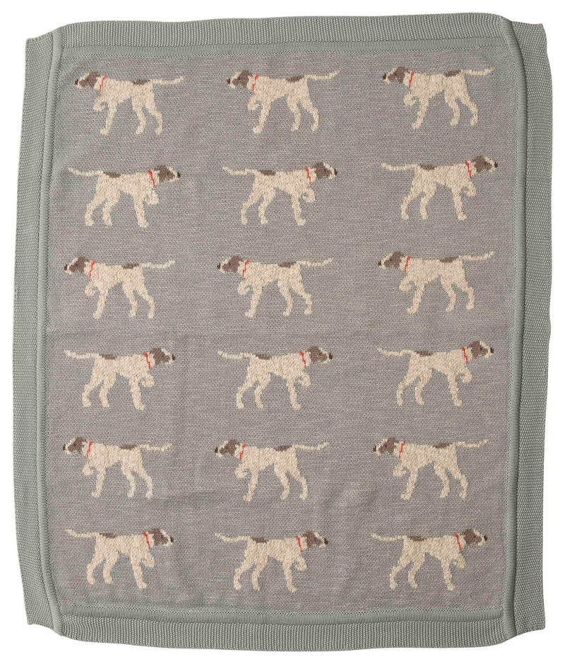 Creative Co-Op DF2527 40" L x 32" W Cotton Knit Baby Dog Blanket, Blue, Small - Image 4