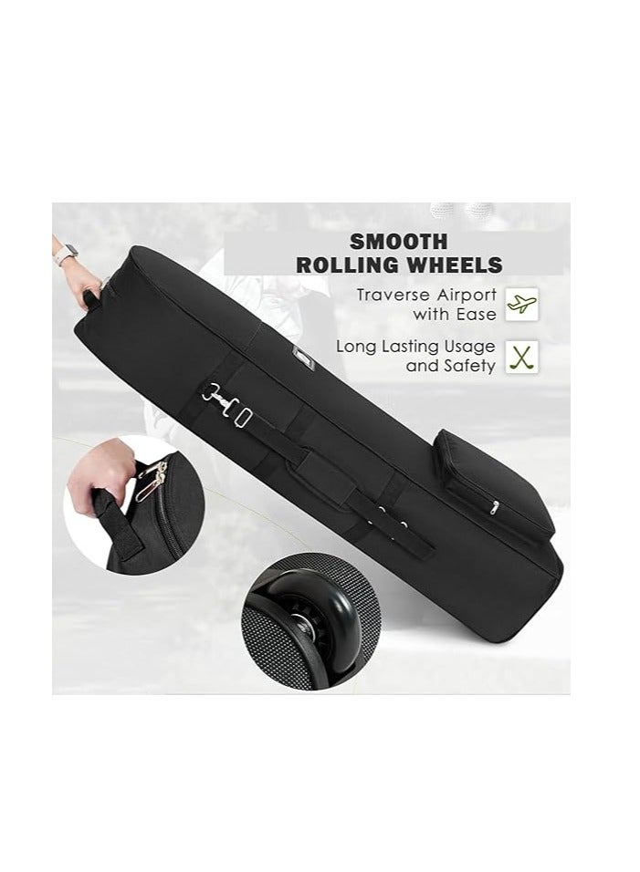 Generic Golf Travel Bag with Wheels Foldable Portable Golf Club Case Durable 630D Nylon Fabric Universal Size With Removable Shoulder Strap Suitable for Airline Travel Black  - Image 3