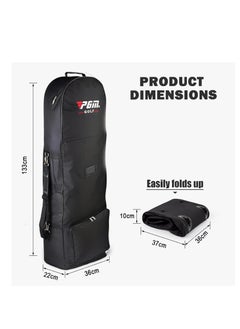 Generic Golf Travel Bag with Wheels Foldable Portable Golf Club Case Durable 630D Nylon Fabric Universal Size With Removable Shoulder Strap Suitable for Airline Travel Black  - Image 3