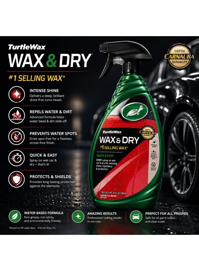 Wax & Dry Spray Wax 769ml – #1 Quick Wax & Dry Aqua Wax for Wet Car Application, Instant Deep Gloss & Long-Lasting Water-Repellent Protection