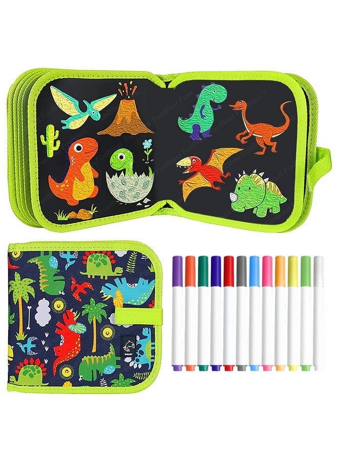 فنبلاست مجموعة فن بلاست لرسم الخربشات القابلة للمسح للأطفال، دفتر رسم مع مناديل مبللة وألوان للأطفال، دفتر تلوين خربشات قابل للمسح (ألوان وطباعة عشوائية) - Image 1