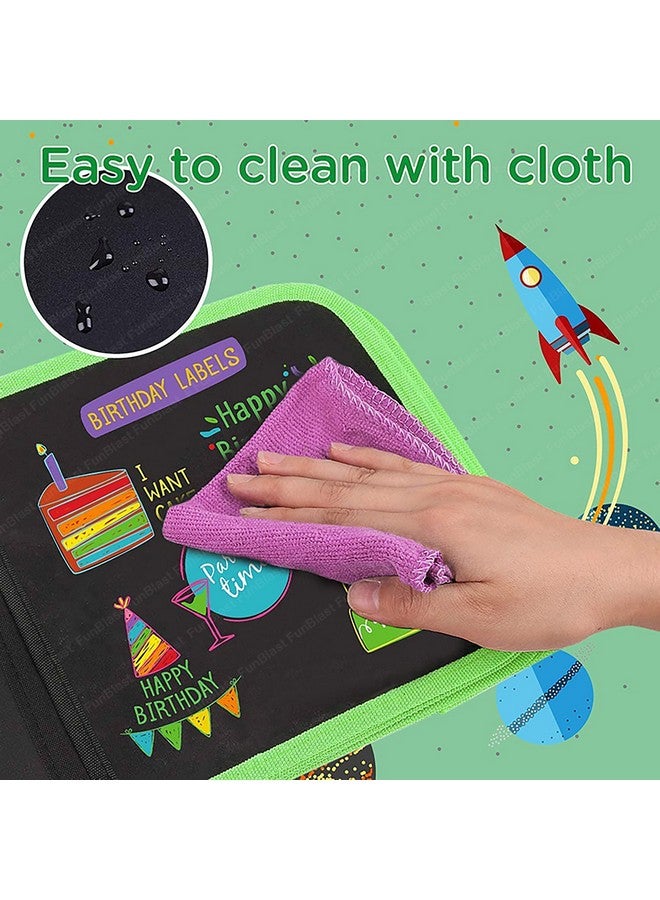 فنبلاست مجموعة فن بلاست لرسم الخربشات القابلة للمسح للأطفال، دفتر رسم مع مناديل مبللة وألوان للأطفال، دفتر تلوين خربشات قابل للمسح (ألوان وطباعة عشوائية) - Image 5