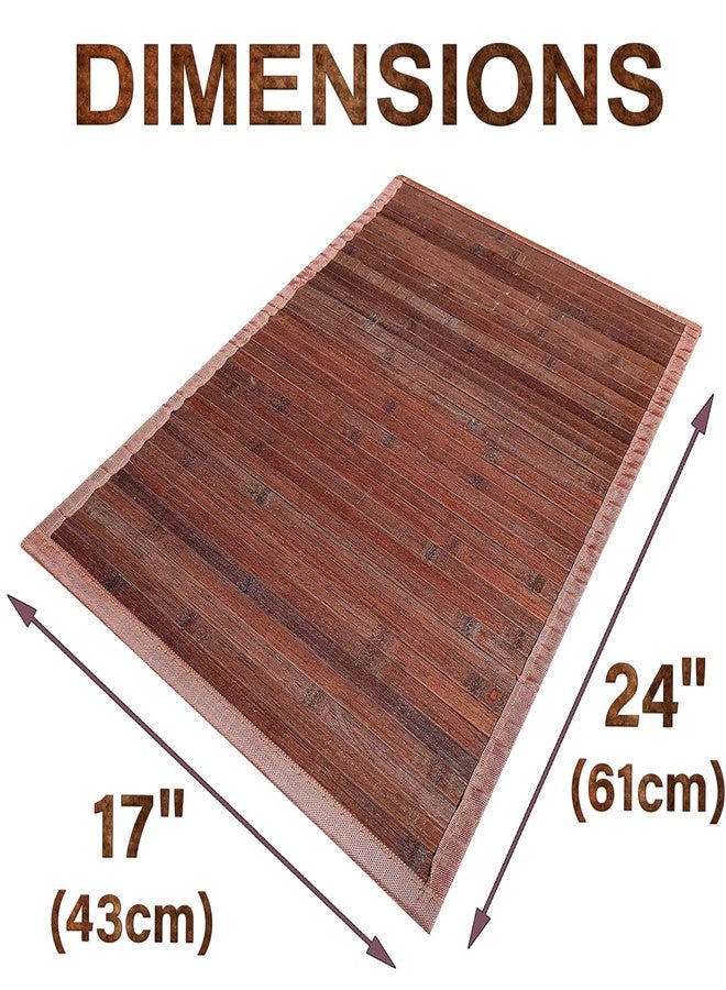 Queensell Bamboo Rug - Bathroom Accessories Area Rug - Bath Mat - Runner Small Rug 17" x 24" Dark Brown - Image 3