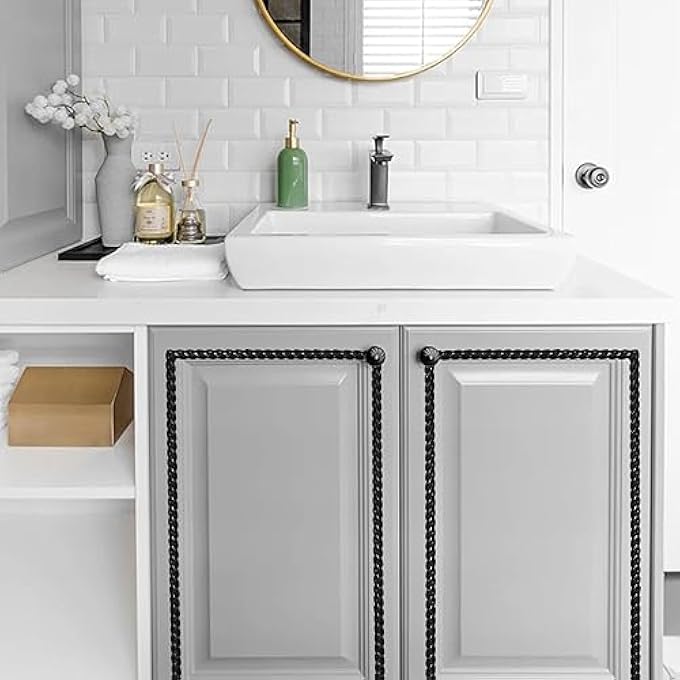 PEELSTICKTRIM BLACK PEEL AND STICK WALL MOLDING TRIM, FLEXIBLE STRIP FOR MIRROR FRAME, 3D WALL EDGE, CABINET, PICTURE FRAME AND HOME DIY DECORATION (16.4 FT X 0.6 INCH) - Image 2