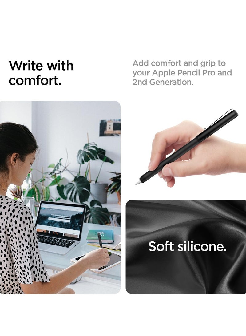 erorex Pencil Pro & Apple Pencil 2nd Generation Protective Case Cover Sleeve with Clip Premium Classic Design compatible with Magnetic Charging & Double Tap - Black - Image 5