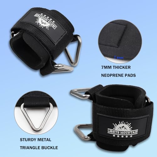 Lights Mountain Wrist Cuffs for Cable Machines – Padded & Adjustable Straps for Lateral Raises, Tricep Pushdowns & Strength Training - Image 3