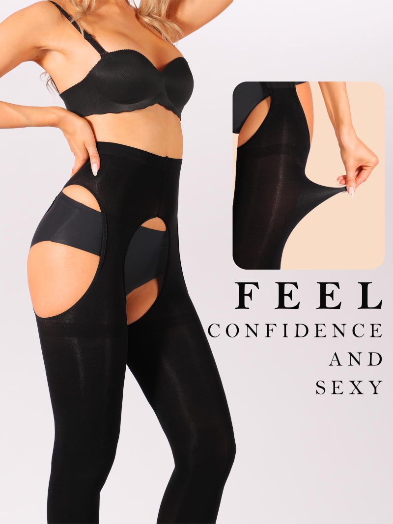 HONENNA Women's Suspender Tights Sexy Garter Belt Stockings High Waist Control Top Pantyhose - Image 5