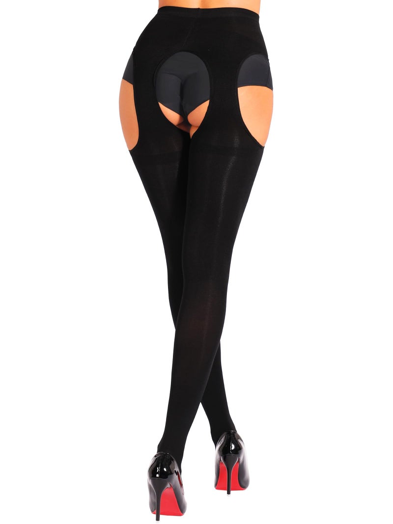 HONENNA Women's Suspender Tights Sexy Garter Belt Stockings High Waist Control Top Pantyhose - Image 2