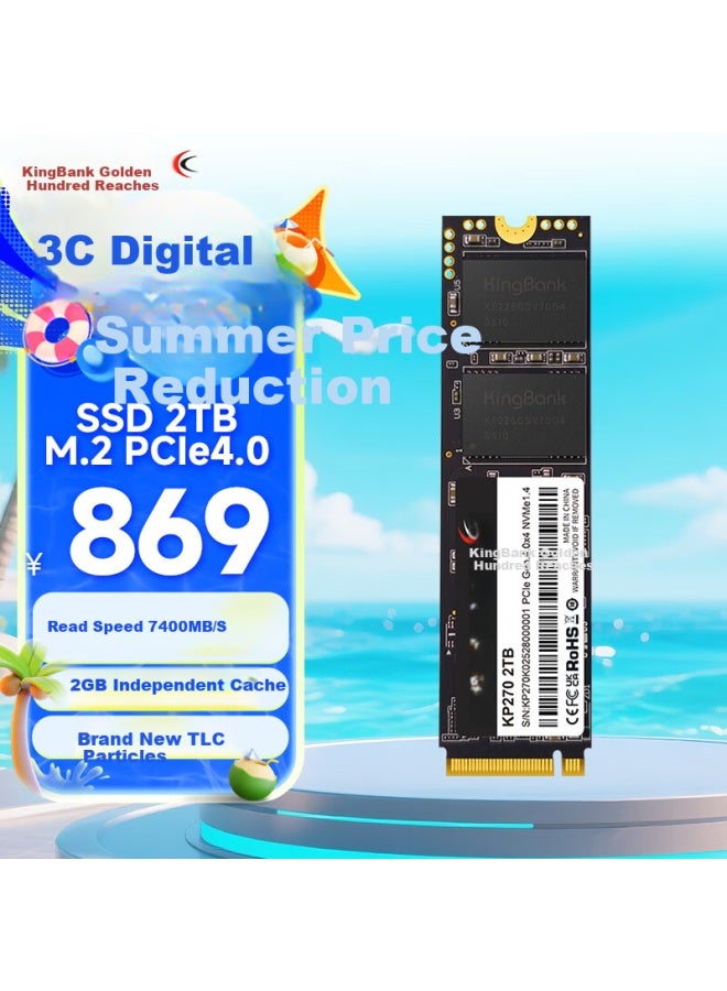 KINGBANK Kingbank 2Tb Ssd Solid State Drive M.2 Interface (Nvme Pcie 4.0X4) Read Speed 7400Mb/S With Cache Kp270 Tlc Particles - Image 1