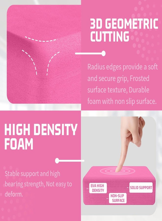 biguphate 2 Pack 3"x6"x9" EVA Foam Rounded Corner Yoga Block Supportive Latex-Free, Non-Slip Exercise Blocks for Pilates, Meditation, Balance, Stretching and Deep Poses (Pink) - Image 3