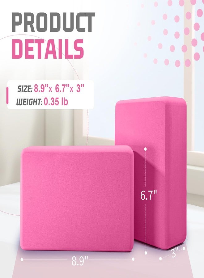 biguphate 2 Pack 3"x6"x9" EVA Foam Rounded Corner Yoga Block Supportive Latex-Free, Non-Slip Exercise Blocks for Pilates, Meditation, Balance, Stretching and Deep Poses (Pink) - Image 2