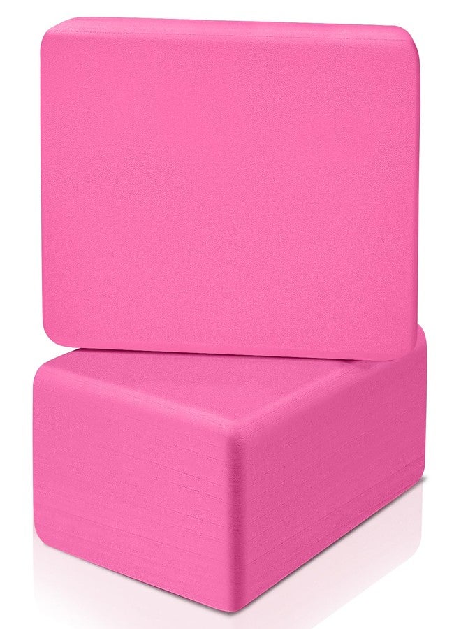 biguphate 2 Pack 3"x6"x9" EVA Foam Rounded Corner Yoga Block Supportive Latex-Free, Non-Slip Exercise Blocks for Pilates, Meditation, Balance, Stretching and Deep Poses (Pink) - Image 1