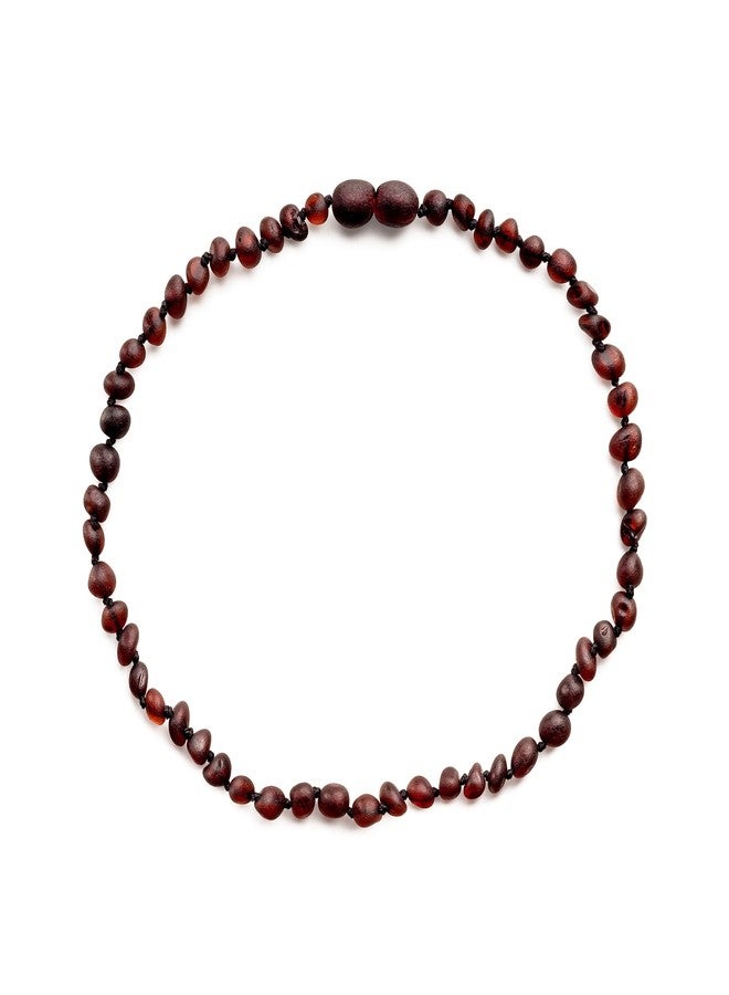 Baltic Proud Amber Necklace for Women and Men (Authentic, Certified) - 18 inches, Cherry Raw (Unpolished) - Unisex Amber Jewelry for Adults - Amber Bead Necklace