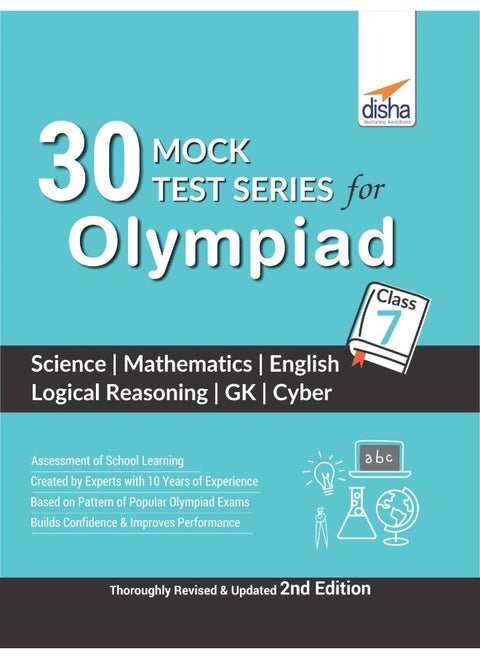 30 Mock Test Series for Olympiads Class 7 Science, Mathematics, English, Logical Reasoning, GK & Cyber