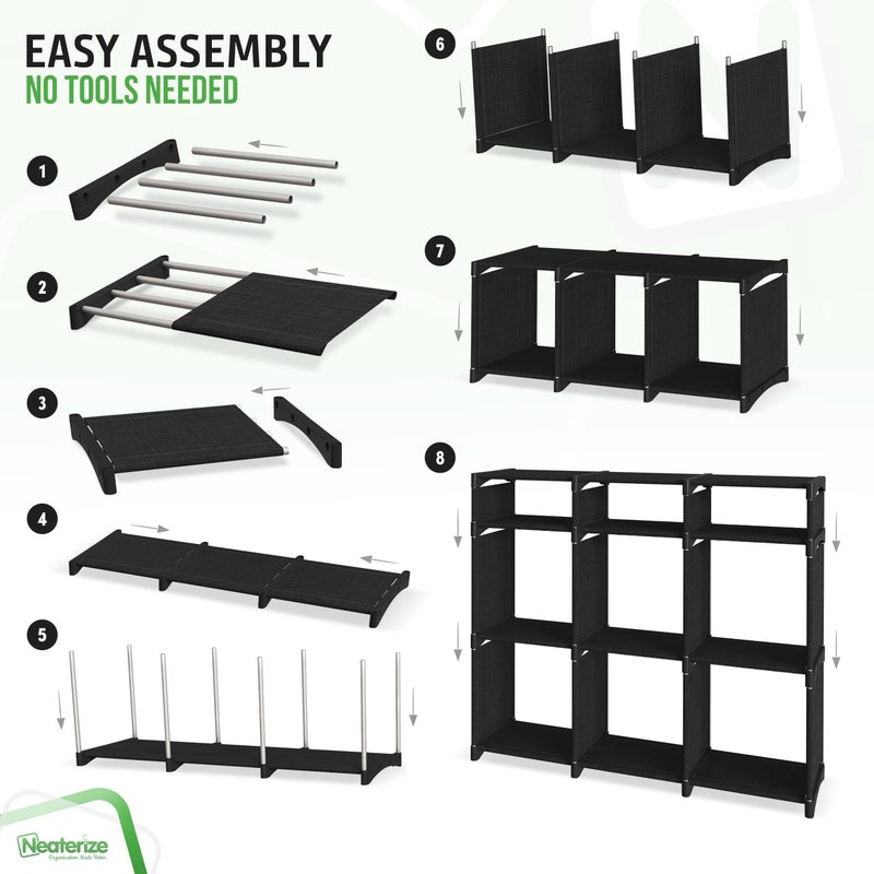 NEATERIZE Cube Storage Organizer with Storage Bins Included - The Perfect Closet Organizers and Storage Solution. Includes 9 Storage Cubes, Great For Toy Storage, Closet Storage, Clothes Storage (Black) - Image 4