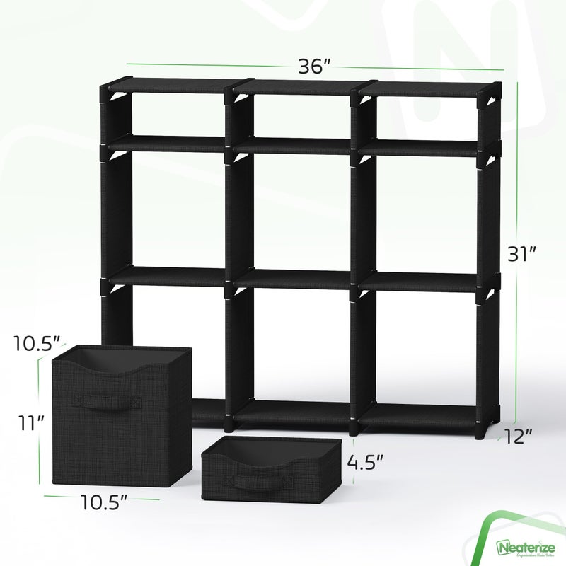 NEATERIZE Cube Storage Organizer with Storage Bins Included - The Perfect Closet Organizers and Storage Solution. Includes 9 Storage Cubes, Great For Toy Storage, Closet Storage, Clothes Storage (Black) - Image 2