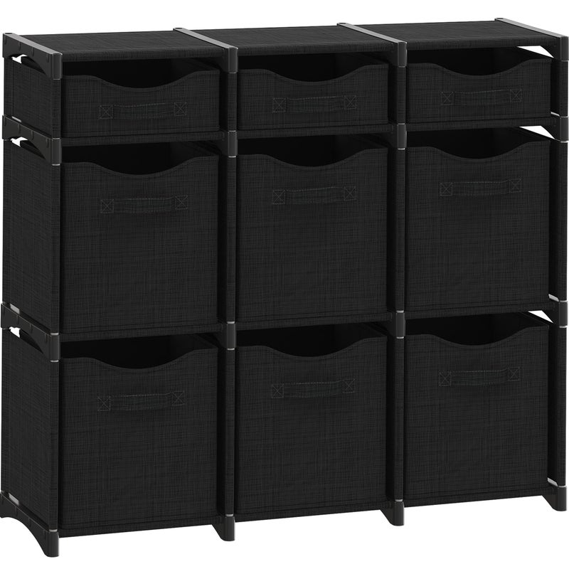NEATERIZE Cube Storage Organizer with Storage Bins Included - The Perfect Closet Organizers and Storage Solution. Includes 9 Storage Cubes, Great For Toy Storage, Closet Storage, Clothes Storage (Black) - Image 1