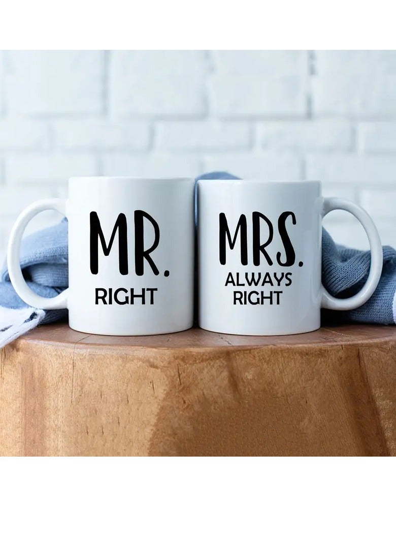 RYN 2pcs, Mr Right And Mrs Always Right Coffee Mugs Set, Wedding Gifts For Couple, Newly Wed Gifts For Bride And Groom Bridal Shower, Engagement Gifts For Couples, Newlyweds Gift, Married Couples Anniversary - Image 1