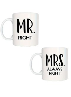 RYN 2pcs, Mr Right And Mrs Always Right Coffee Mugs Set, Wedding Gifts For Couple, Newly Wed Gifts For Bride And Groom Bridal Shower, Engagement Gifts For Couples, Newlyweds Gift, Married Couples Anniversary  - Image 3