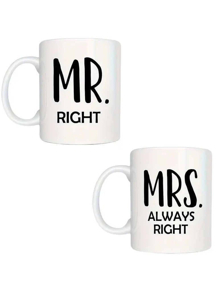 RYN 2pcs, Mr Right And Mrs Always Right Coffee Mugs Set, Wedding Gifts For Couple, Newly Wed Gifts For Bride And Groom Bridal Shower, Engagement Gifts For Couples, Newlyweds Gift, Married Couples Anniversary - Image 3