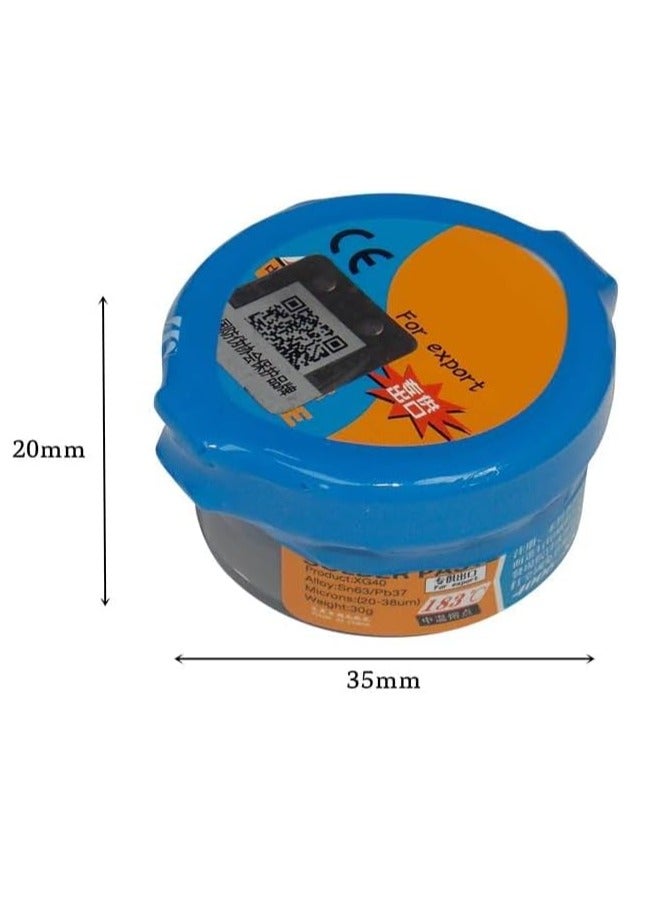 Rubik معجون لحام 30 جرام، Sn63 Pb37، 3# ميكرون IPX3 مناسب للوحات الدوائر المطبوعة، وإصلاح الهواتف المحمولة، وزرع الرقائق ولحام BGA (XG40) - Image 2