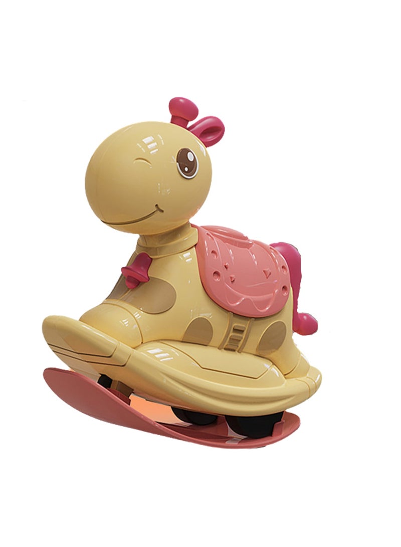 Children'S Push-To-Slide Animal Wooden Horse Kindergarten Gift Dual-Purpose Rocking Horse Inertia Pull-Back Car (Yellow Deer Sliding Rocking Car)  - Image 1