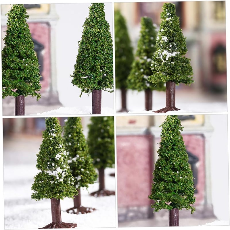 Permanent & temporary usable SEWACC 6Pcs Miniature Pine Trees Model Scenery Figures for DIY Landscape Decor Green Plastic Model Trees for Railroad and Diorama Building Freeze crack proof - Image 5
