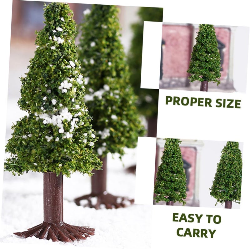 Permanent & temporary usable SEWACC 6Pcs Miniature Pine Trees Model Scenery Figures for DIY Landscape Decor Green Plastic Model Trees for Railroad and Diorama Building Freeze crack proof - Image 3