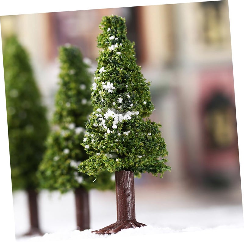 Permanent & temporary usable SEWACC 6Pcs Miniature Pine Trees Model Scenery Figures for DIY Landscape Decor Green Plastic Model Trees for Railroad and Diorama Building Freeze crack proof - Image 2