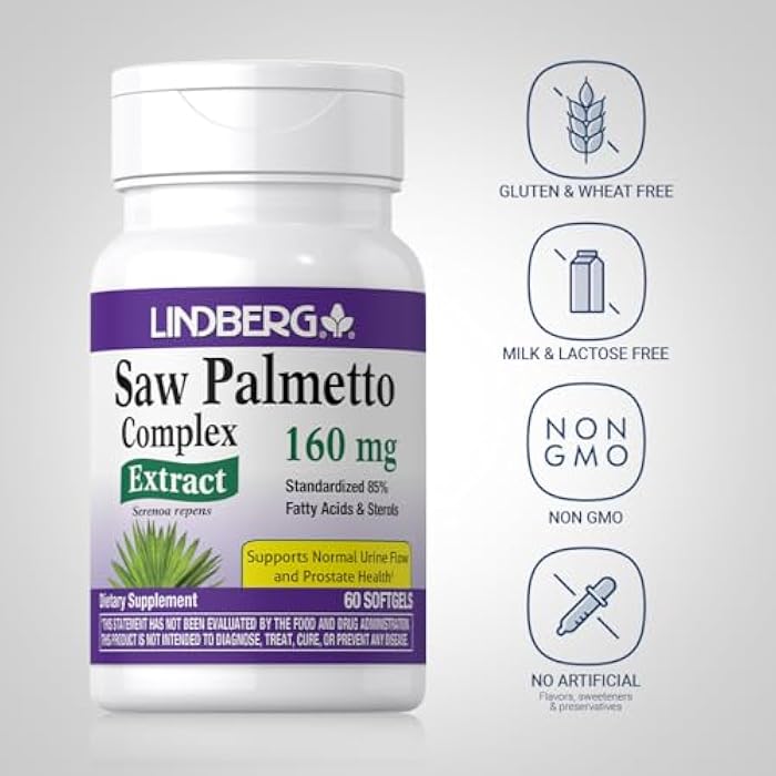 Lindberg Saw Palmetto Extract | 160 mg | 60 Softgels | for Men and Women | Standardized Supplement | Non-GMO and Gluten Free - Image 3