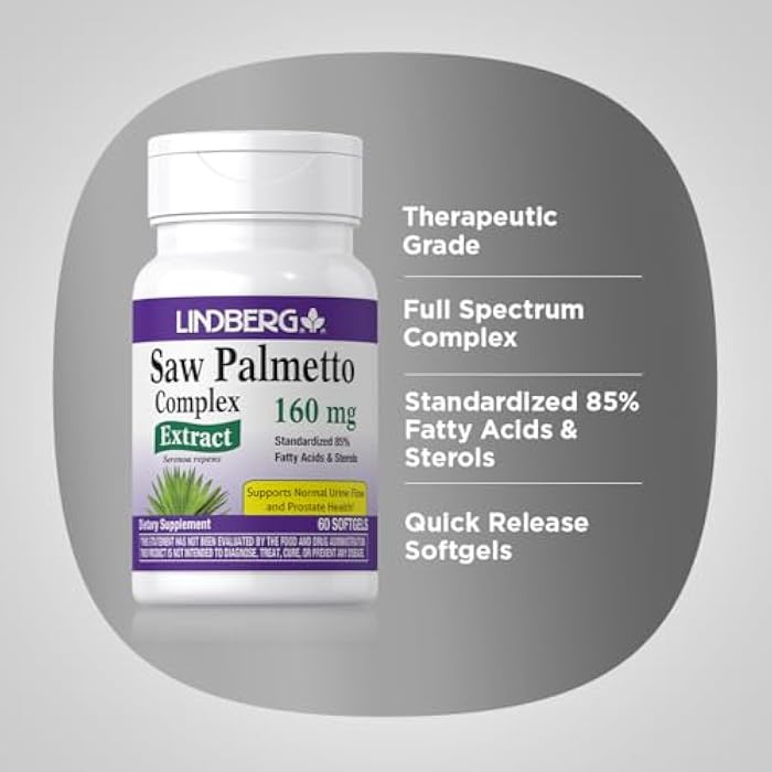 Lindberg Saw Palmetto Extract | 160 mg | 60 Softgels | for Men and Women | Standardized Supplement | Non-GMO and Gluten Free - Image 4