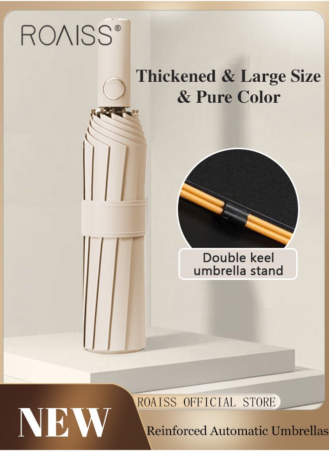 roaiss - Unisex Full Automatic Umbrella Rain and Shine Dual Use Large Reinforced Thickened Portable Arc Umbrella for UV Protection Strong Rain Resistant and Windproof Parasol - Image 1