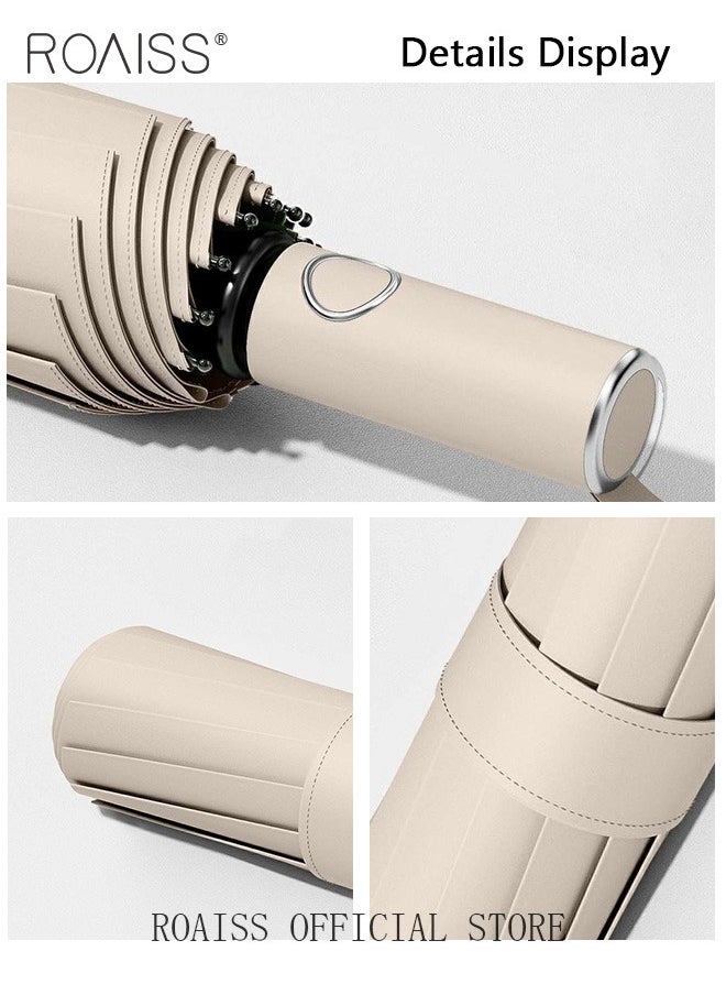roaiss - Unisex Full Automatic Umbrella Rain and Shine Dual Use Large Reinforced Thickened Portable Arc Umbrella for UV Protection Strong Rain Resistant and Windproof Parasol - Image 1